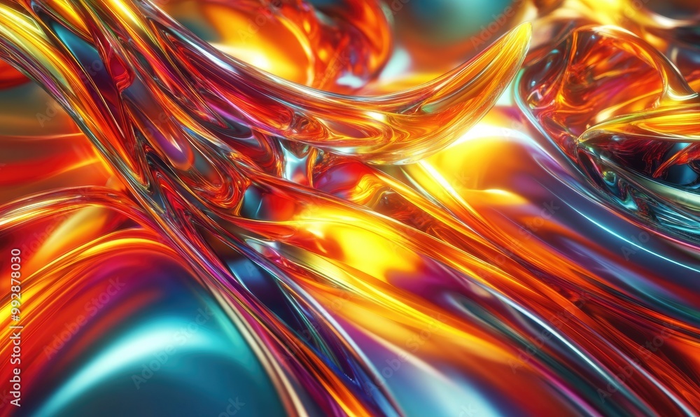 Aufkleber abstract shiny background with fractal 3d rendering in vibrant colors
