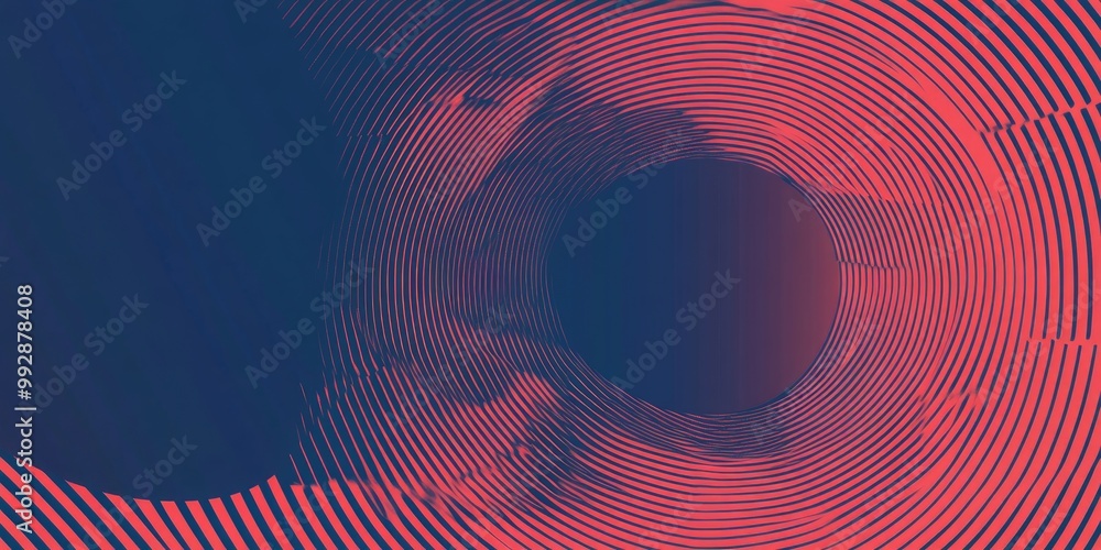 Poster abstract circular lines featuring a geometric shape and striped border frame ideal for a technology 