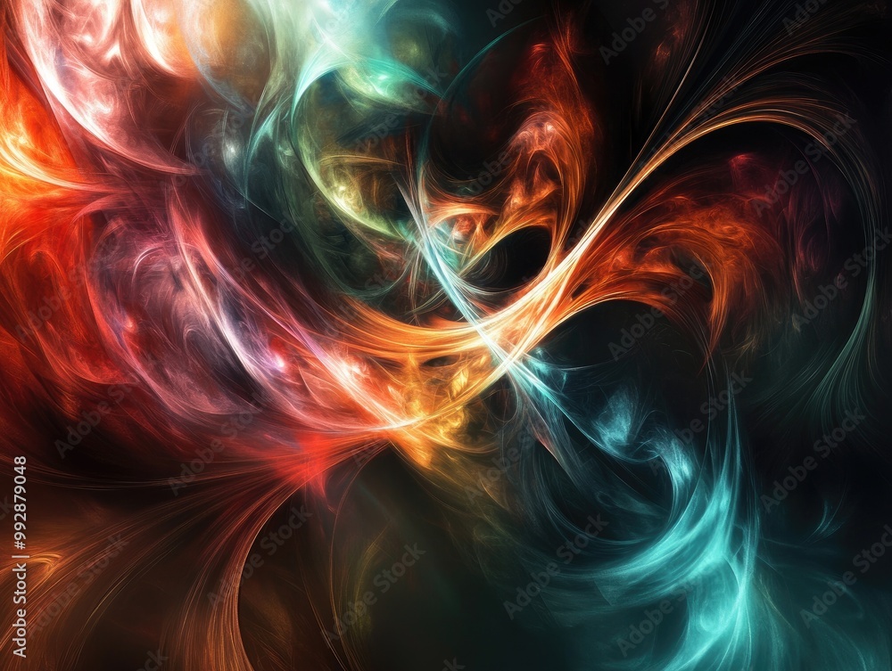 Poster abstract design featuring a fantasy fractal background with dynamic energy elements
