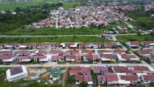 Aerial view of subsidized housing development in South Kalimantan