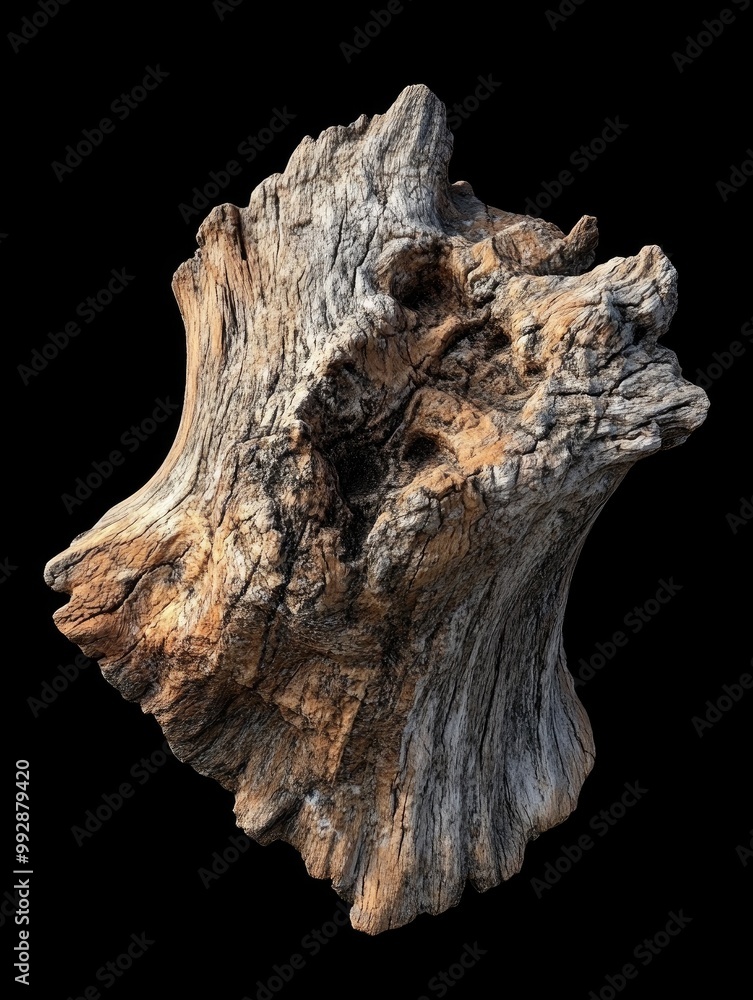Aufkleber fantasy 3d rendering of a dried tree stump isolated on a black background viewed from above