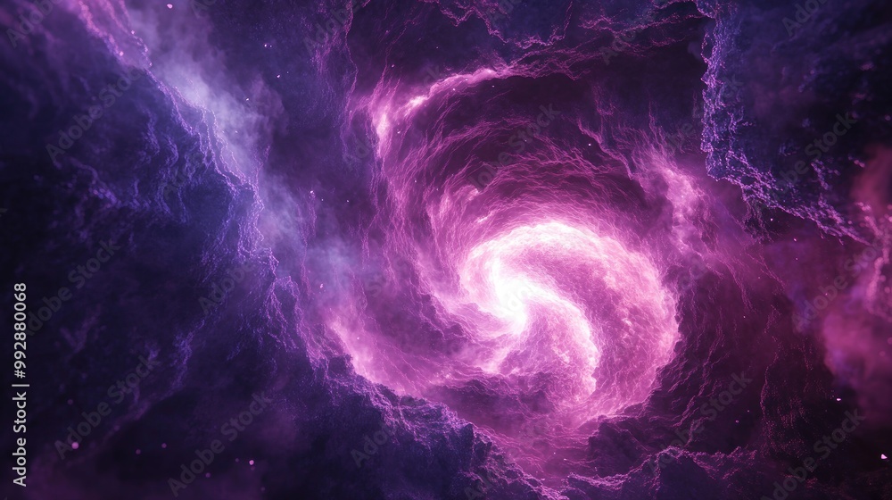Poster enchanting purple light and smoke create an abstract vortex of particles within a futuristic portal 