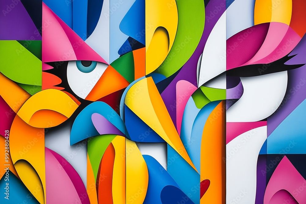 Aufkleber colorful abstract painting with many different colored circles. circles are of various sizes and col