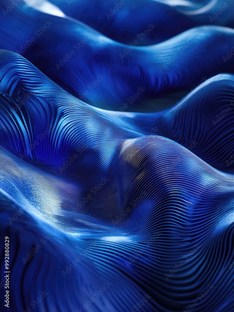 Poster fantasy 3d rendering of a blue abstract wave backdrop