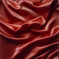 Fototapeta premium Red satin cloth, fabric drapes softly creating elegant background. Generative AI