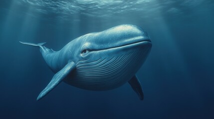 Fototapeta premium A majestic whale swimming gracefully in the deep ocean waters.