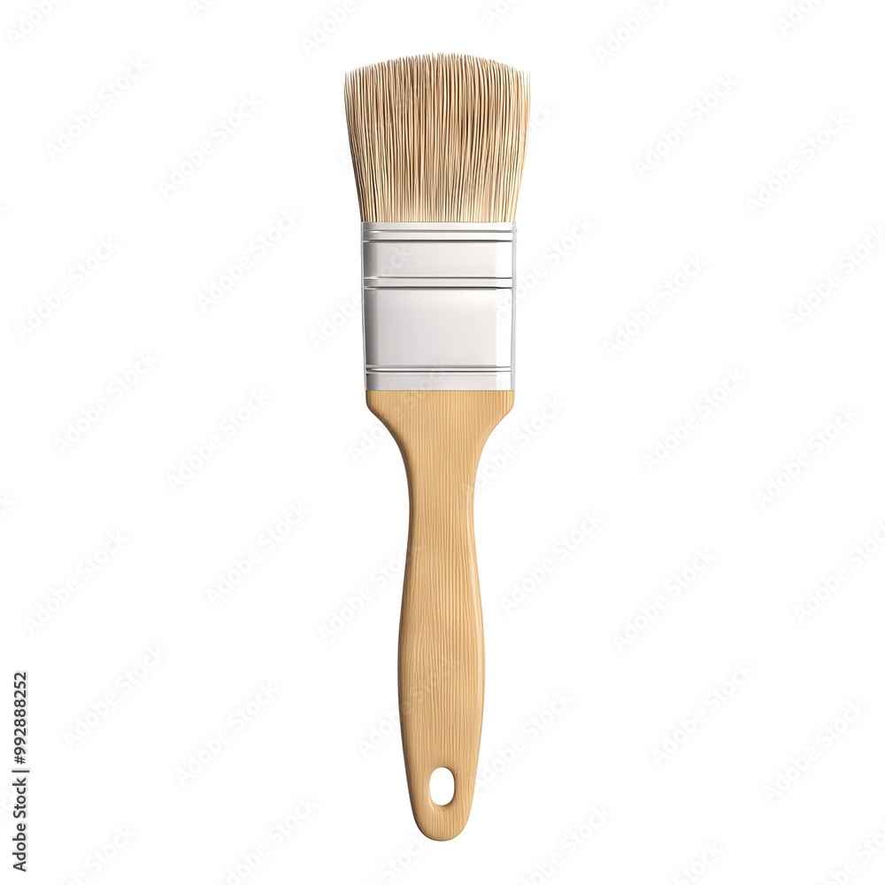 Wall mural Paint brush with wooden handle, white isolated background, Transparent Background