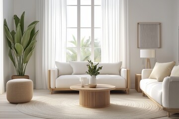 Bright and airy living room with modern, minimalist furniture