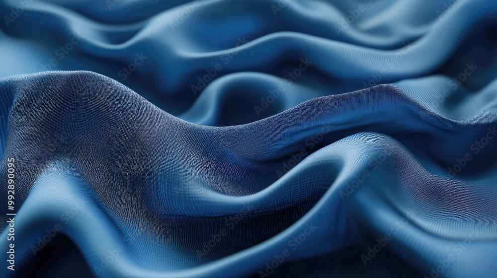 Aufkleber 3d render of an abstract background featuring a textured textile ruffle showcasing a close up of blu