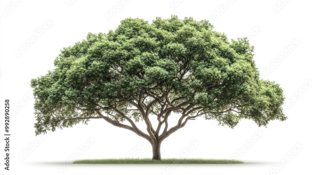 Poster isolated front view of a camphor tree on a white background