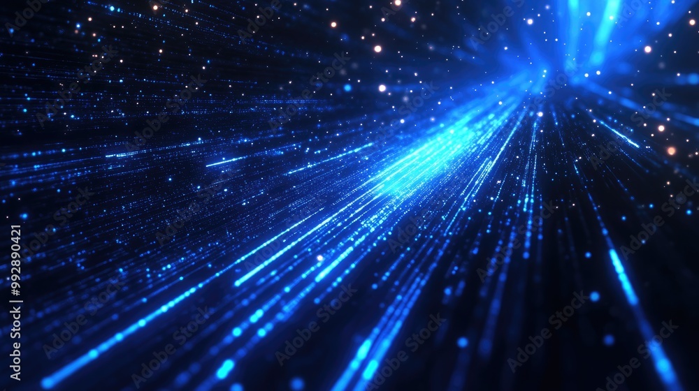 Aufkleber abstract dark blue technology backdrop featuring a surface of lines and dot particles futuristic bac