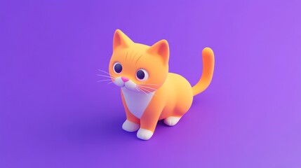 Fototapeta premium A cute, stylized orange cat figure on a purple background.