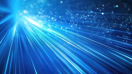 Abstract futuristic energy technology concept featuring light rays and striped lines against a blue background