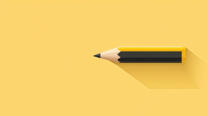 A close-up view of a sharpened yellow pencil resting on a vibrant yellow background during daylight hours