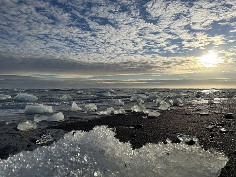 gletsjer Ice diamond beach Iceland Vatnaj&ouml;kul national park