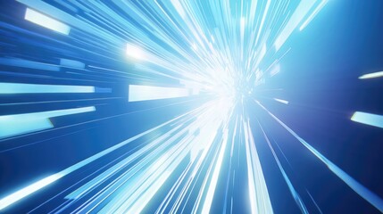 Abstract futuristic energy technology concept featuring light rays and striped lines against a blue background