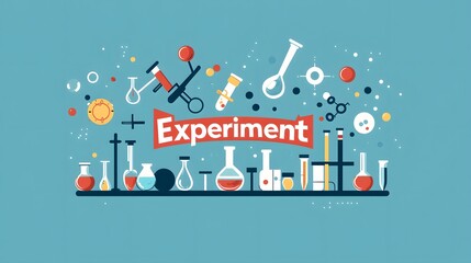 Naklejka premium Science experiment with beakers, flasks, and test tubes