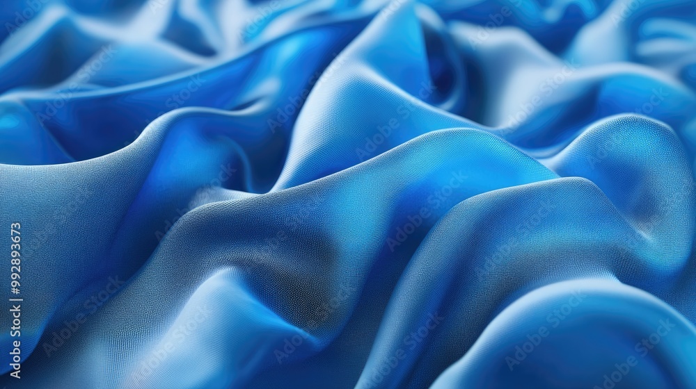 Aufkleber 3d render of an abstract background featuring a textured textile ruffle showcasing a close up of blu