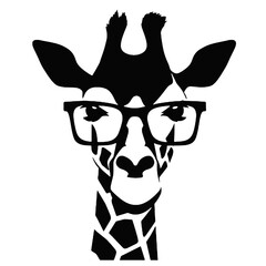 Giraffe in glasses vector Illustration, on a isolated background