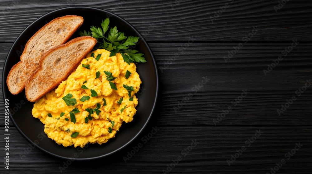 Poster scrumptious scrambled eggs with toast