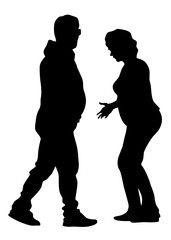 Couple of young guy and girl on white background