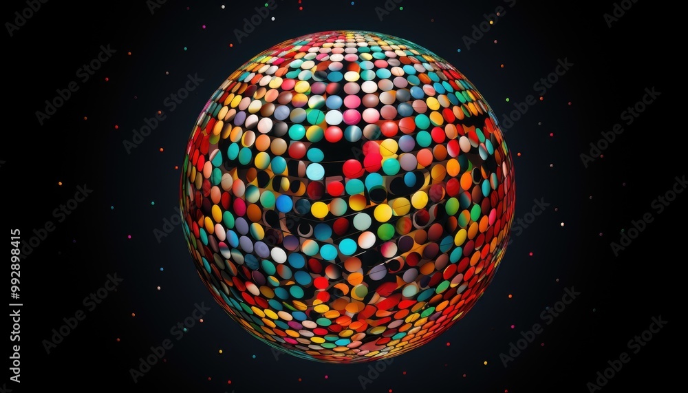 Poster dots colorful globe, abstract graphics. image with clipping path