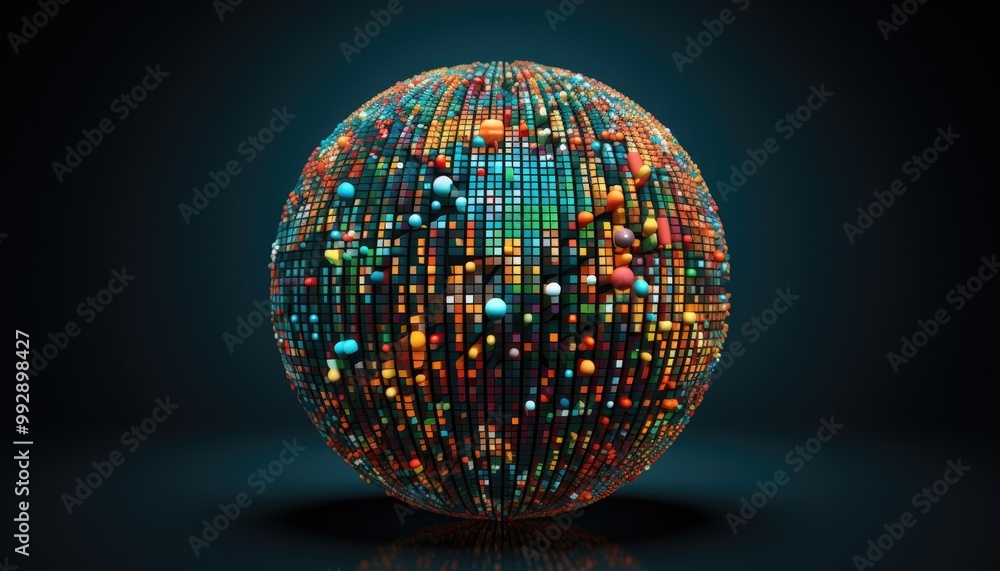 Poster dots colorful globe, abstract graphics. image with clipping path