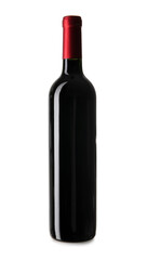 Bottle of red wine on white background