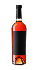 Bottle of red wine on white background