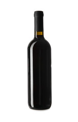 Bottle of red wine on white background