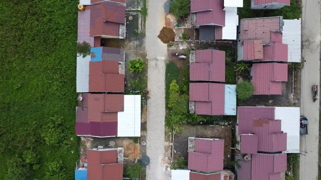 Aerial view of subsidized housing development in South Kalimantan