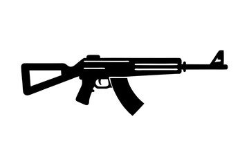 A modern war weapons gun icon silhouette vector on white background.