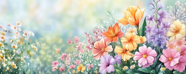 A colorful bouquet of blooming flowers surrounded by a soft, dreamy background, evoking a sense of tranquility and natural beauty.