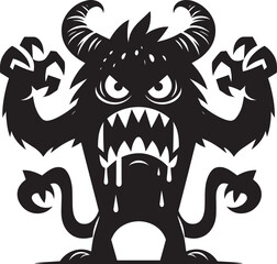 Scary Monster silhouette vector illustration isolated on a white background