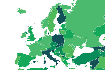 Detailed vector map of the Europe on white background for website, application, printing, document, poster design, etc. vector EPS10