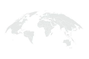 Spherical Gray World Map. Global geography concept. Vector illustration.