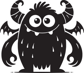 Scary Monster silhouette vector illustration isolated on a white background