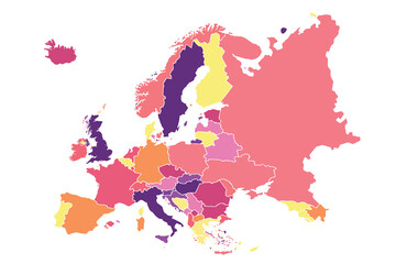 Detailed vector map of the Europe on white background for website, application, printing, document, poster design, etc. vector EPS10