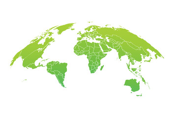 Curved World Map Vector, Globe Planet Concept Map For Website, Annual Report, Infographics, World Map Illustration, Vector Illustration