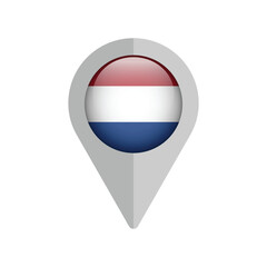 Fototapeta premium Map location Icon flag of Netherlands. Isolated on white vector illustration