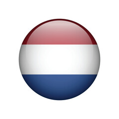 Circle icon flag of the Netherlands. Isolated on white vector illustration