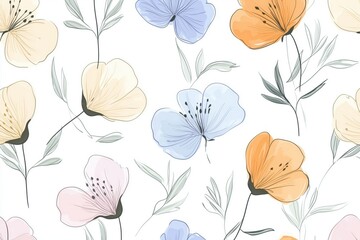 Hand-drawn flowers on a white background for an elegant design