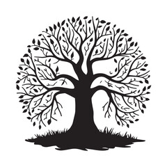 Halloween leafless tree silhouette vector illustration in white background