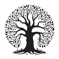 Halloween leafless tree silhouette vector illustration in white background