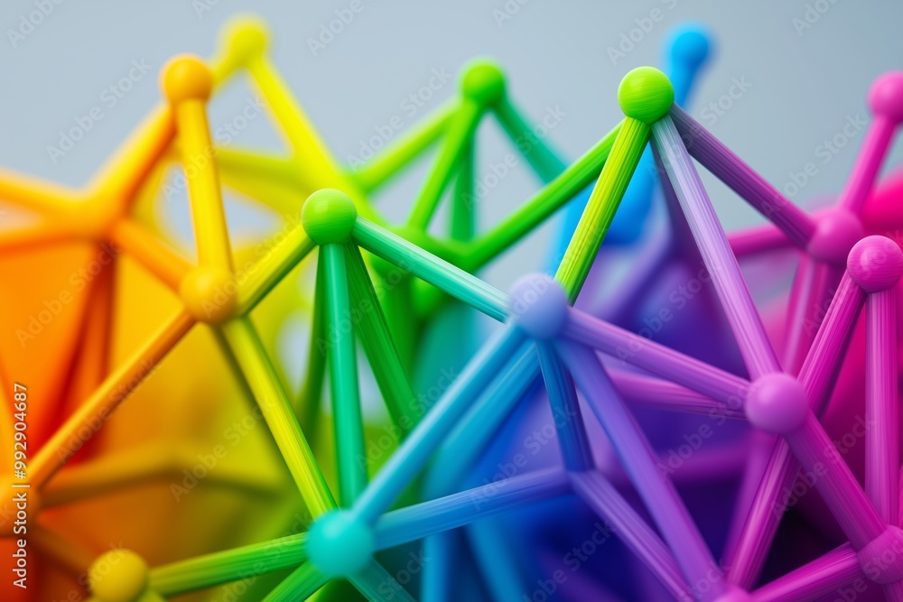 Aufkleber colorful structure made of plastic balls. the balls are in different colors and are arranged in a wa