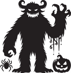 Obraz premium Scary Monster silhouette vector illustration isolated on a white background