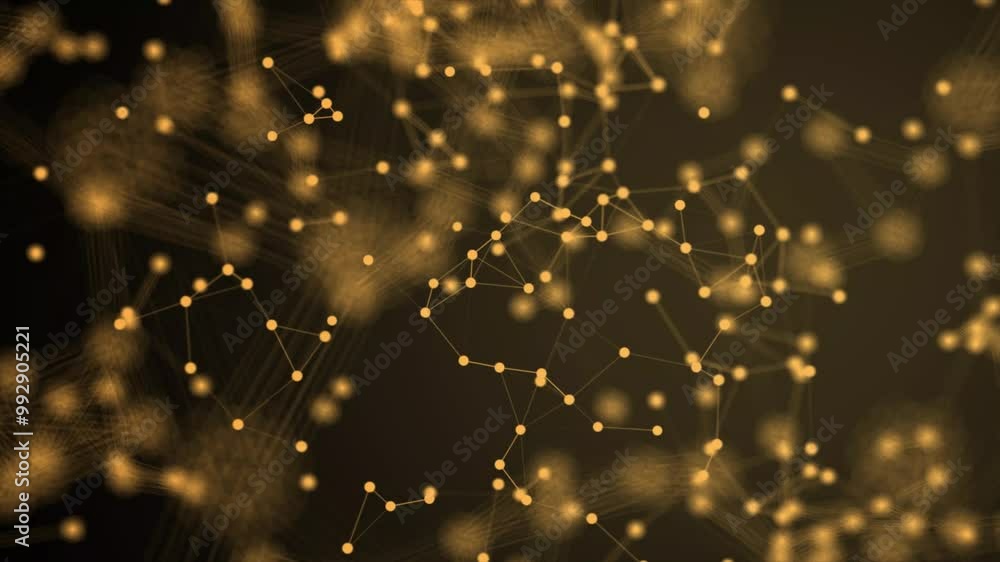 Poster digital plexus abstract technology. abstract background with motion plexus yellow dots and lines. di