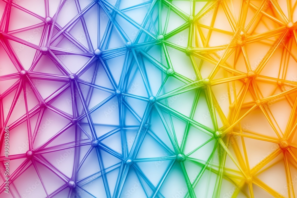 Poster colorful pattern of strings is shown in the image. the strings are of different colors and are arran