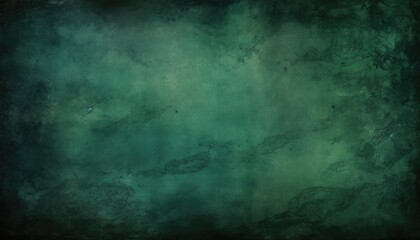Fototapeta premium Elegant dark emerald green background with black shadow border and old vintage grunge texture design