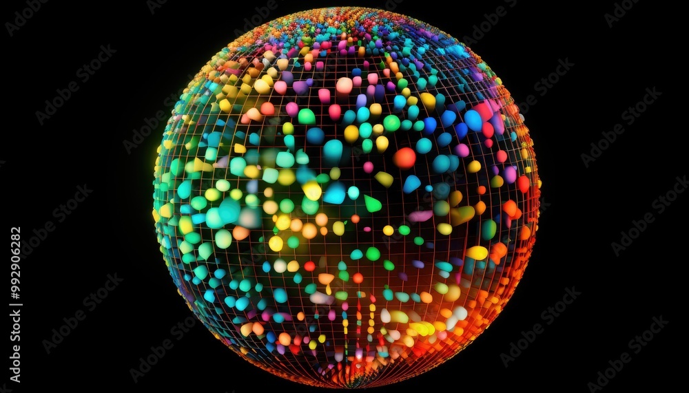 Fototapete Dots colorful globe, abstract graphics. Image with clipping path